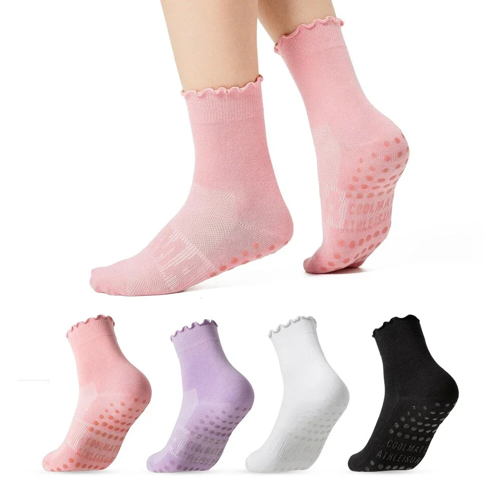 CoolMate Women's Pilates Grip Socks Non Slip Yoga Barre 4 Pairs 6-10 Fit - NWT
